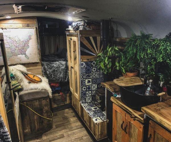 Skoolies built By Nomadic Homes Bus Conversion Team Courtney and Cassidy